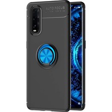 TeknoKapsül Newface Oppo Find X2 Kılıf Range Yüzüklü Silikon - Siyah-Mavi