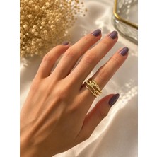 Nunu Takı Çizgi Örgü Gold Yüzük