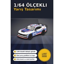 Sepetopia Detaylı 1/64 Ölçekli Ford Mustang Dark Horse Yarış Arabası Modeli - #24 Takım Aracı BX-31338