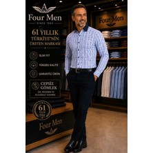 Eren Style Orjinal Baskılı Pamuklu Poplin Slim Fit Kalıp Uzun Kollu Cepsiz Erkek Gömlek