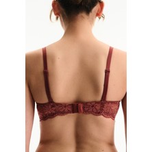 Penti Bordo Pop Dantelli Çiçekli Pedli Push Up Sütyen
