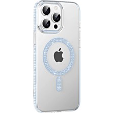 Marsilyan™-  Apple Iphone 15 Pro Move Taşlı Magsafe Kapak - Mavi