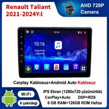 SBAID Renault Taliant 2021-2024YIL Uyumlu 6GB Ram 128GB Rom Hafıza Android Kablosuz Carplay Navigasyon Multimedya 10 Inç Ekran Hediye Görüş Kamerası Hediye Çerçevesi 6+128
