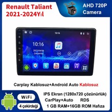 Conio Renault Taliant 2021-2024 Yıl uyumlu 1GB Ram 16GB Rom Hafıza Android Kablosuz Carplay Navigasyon Multimedya 10 Inç Ekran Hediye görüş kamerası Hediye Çerçevesi