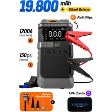 Başkenttekno Jump Starter 19800 Mah Akü Takviyeli Hava Kompresörü Powerbankli LED Lambali Ls 99