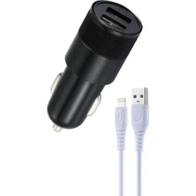 Başkenttekno C03L Lightning 12W Tüm Araçlara Uyumlu Araba Çakmaklık Çift USB Girişli Oto Şarj Aleti Soketi