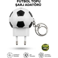 Başkenttekno Futbol Topu Figürlü 20W Type-C Hızlı Şarj Başlığı (Anahtarlık Askılı)