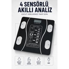 Nemere İthalat Bluetooth Akıllı Tartı 180 kg Kapasiteli Vücut Yağ Kas Su Bmı Analizli Cam Baskül Nemere Itha