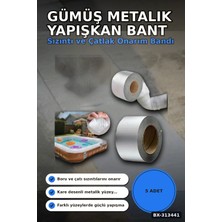 Beruflic Kare Desenli Gümüş Metalik 10CMX5M Yapışkan Bant 5li Paket Çatı Duvar Boru Onarım BX-313441