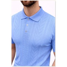 Modi Erkek Yazlık Triko Tişört Kısa Kol Polo Yaka Düğmeli T-Shirt Bebek Mavisi