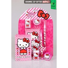 Hello Kitty Lisanslı Hello Kıtty 4'lü Kırtasiye Seti Not Defteri,geçmeli Kurşun Kalem,silgi ve Kalemtraş