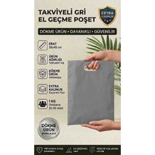 Sedef Plastik Takviyeli Gri El Geçme Poşet 35X45 cm - 1 kg (Yaklaşık 25-30 Adet) Extra Kalın Dökme Mağaza Poşeti