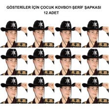 TeknoKapsül Kovboy Şerif Şapkası Siyah 12 Adet - Kostüm, Parti ve Gösteri Şapkası