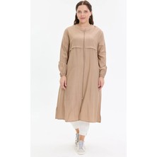 Kado Moda Fermuarlı Düz Kesim Uzun Kadın Kap
