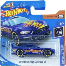 Hot Wheels Custom '18 Ford Mustang Gt (Hw Raceteam Mavi) 4/5 Hw Yarış Takımı 2020 - 222/250 (Kısa Ca