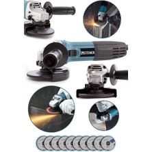 1001 Alman 2400 Watt Profesyonel Avuç Içi Spiral Taşlama Makinesi 125 mm + 10 Disk