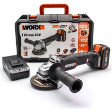 1001 WX813 20VOLT 4.0AH. Li-Ion Tek Akülü 115MM Kömürsüz Profesyonel Şarjlı Avuç Taşlama