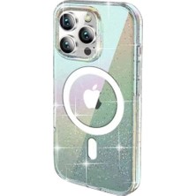 Marsilyan™-  Apple Iphone 15 Pro Rasasi Simli Magsafe Kapak - Şeffaf