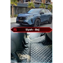 Peugeot E-3008 Siyah Üzeri Bej Dikiş 8d Diamond Premium Kaymaz Deri Oto Paspas