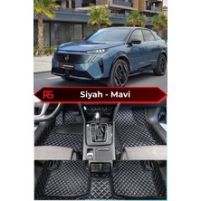 Peugeot E-3008 Siyah Üzeri Mavi Dikiş 8d Diamond Premium Havuzlu Deri Oto Paspas
