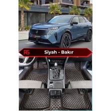 Peugeot E-3008 Siyah Üzeri Bakır Dikiş 8d Diamond Premium Tam Kaplama Deri Oto Paspas