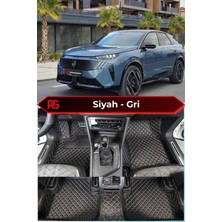 Peugeot E-3008 Siyah Üzeri Gri Dikiş 8d Diamond Premium Kaymaz Deri Oto Paspas