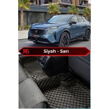 Peugeot E-3008 Siyah Üzeri Sarı Dikiş 8d Diamond Premium Havuzlu Deri Oto Paspas