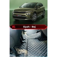 Škoda Enyaq Siyah Üzeri Bej Dikiş 8d Diamond Premium Kaymaz Deri Oto Paspas