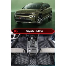 Škoda Enyaq Siyah Üzeri Mavi Dikiş 8d Diamond Premium Havuzlu Deri Oto Paspas