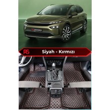 Škoda Enyaq Siyah Üzeri Kırmızı Dikiş 8d Diamond Premium Kaymaz Deri Oto Paspas