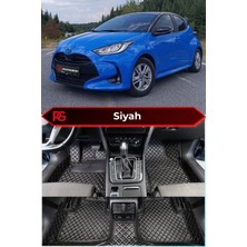 Toyota Yaris Hybrid Siyah Üzeri Siyah Dikiş 8d Diamond Premium Kaymaz Deri Oto Paspas