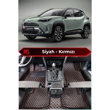 Toyota Yaris Cross Hybrid Siyah Üzeri Kırmızı Dikiş 8d Diamond Premium Kaymaz Deri Oto Paspas