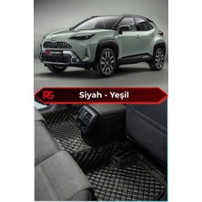 Toyota Yaris Cross Hybrid Siyah Üzeri Yeşil Dikiş 8d Diamond Premium Tam Kaplama Deri Oto Paspas