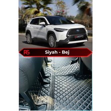 Toyota Corolla Cross Hybrid Siyah Üzeri Bej Dikiş 8d Diamond Premium Kaymaz Deri Oto Paspas