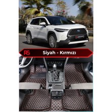 Toyota Corolla Cross Hybrid Siyah Üzeri Kırmızı Dikiş 8d Diamond Premium Kaymaz Deri Oto Paspas