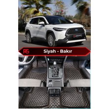 Toyota Corolla Cross Hybrid Siyah Üzeri Bakır Dikiş 8d Diamond Premium Tam Kaplama Deri Oto Paspas