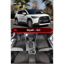 Toyota Corolla Cross Hybrid Siyah Üzeri Gri Dikiş 8d Diamond Premium Kaymaz Deri Oto Paspas