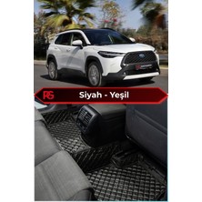 Toyota Corolla Cross Hybrid Siyah Üzeri Yeşil Dikiş 8d Diamond Premium Tam Kaplama Deri Oto Paspas