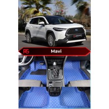 Toyota Corolla Cross Hybrid Özel Mavi Renk 8d Diamond Premium Kaymaz Deri Oto Paspas