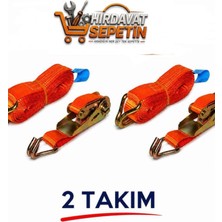 Spanzet Kancalı Mini Yük Gerdirme Kiti 4 Metre 800 kg Cırcırlı Bağlama Kayışı Kancalı