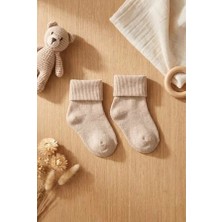 Bony Socks Bebek Bileği Kıvrık Pamuklu Soket Çorap Kahverengi