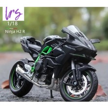 LRS Store Kawasaki Ninja H2R Model Motosiklet Özel Standlı Detaylı Dekorasyon Oyuncak Motorsiklet 1:18