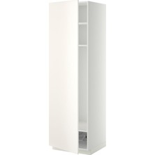 Hobiurun Mutfak boy dolabı, VEDDINGE beyaz, 60x60x200 cm, 1 kapaklı, 1 tel sepetli ve 2 raflı