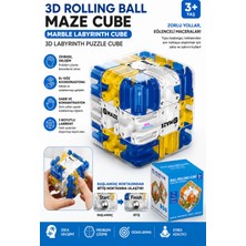 Hediyecik 3D Labirent Küp Zeka Oyunu – 3D Labirent Topu, Puzzle Bulmaca Küpü, Rubik Küp, Sürükleyici Zeka Oyunu Mavi