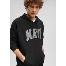 Mavi Mavi Logo Baskılı Kapüşonlu Siyah Sweatshirt 067149-902