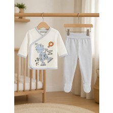 Bebek Star Robot Desenli Mavi %100 Cotton Zıbın Takımı
