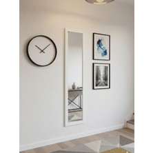 Mirrorss Beyaz Renk Ahşap Çerçeve Cam Ayna 120 x 27 Hol Ayna , Duvar Room Antre Giriş Salon Ayna Makyaz Ayna
