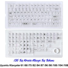 Silabor 136 Tuşlu Keycaps Beyaz Baskılı, Şeffaf, 136 Tuşlu Korece Yazı Tipi [kutulu] Tüm Mekanik-Manyetik Klavyeler ile Uyum Sağlamaktadır.