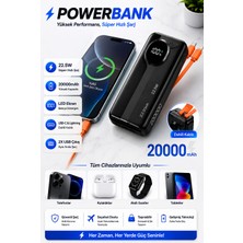 Acl PW-107 20000 Mah 22.5W Dahili Kablolu Hızlı Şarj Powerbank (Type-C & Lightning Kablolu / LCD Ekranlı)