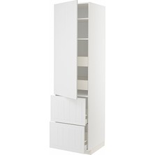 Hobiurun Mutfak Boy Dolabı, Stensund Beyaz, 60X60X220 Cm, 1 Kapaklı, 4 Çekmeceli,2 Raflı ve 2 Ön Panelli